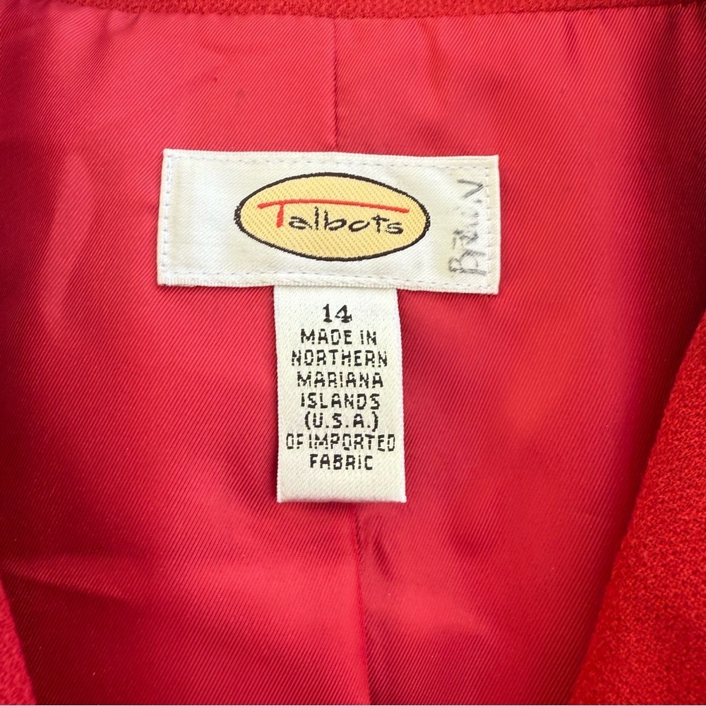 TALBOTS Women's Red Lined Wool Blazer Jacket Coat Buttons Size 14 - Picture 3 of 15